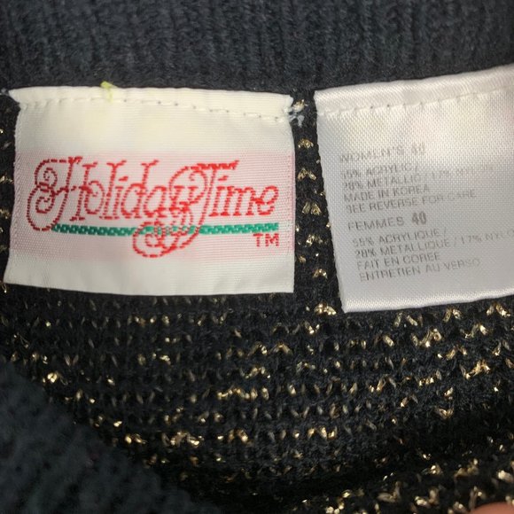 Vintage Holiday Time Christmas Sweater Gold Argyle - Picture 9 of 9